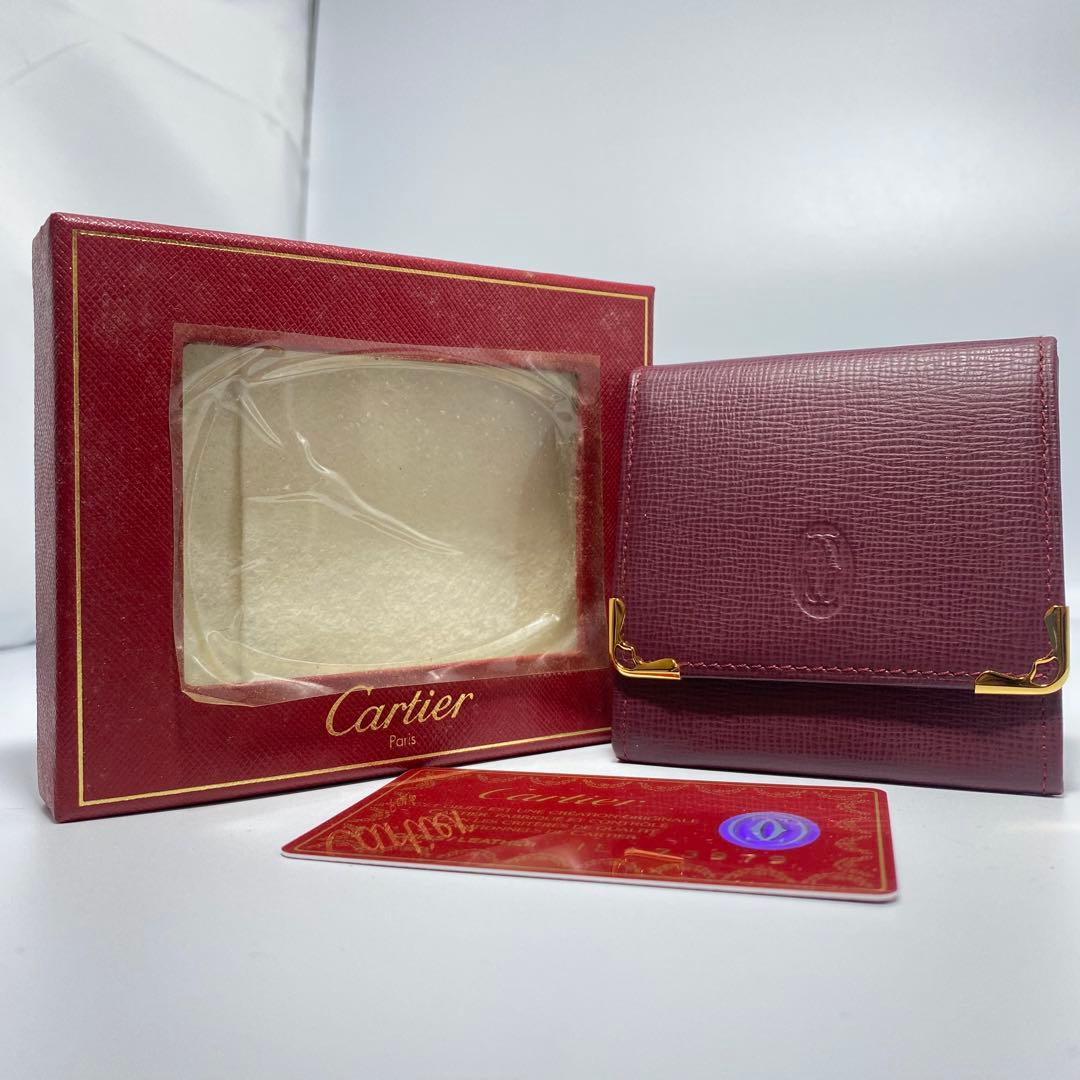 新品、未使用　Cartier ケース　バーガンディ　ゴールド金具