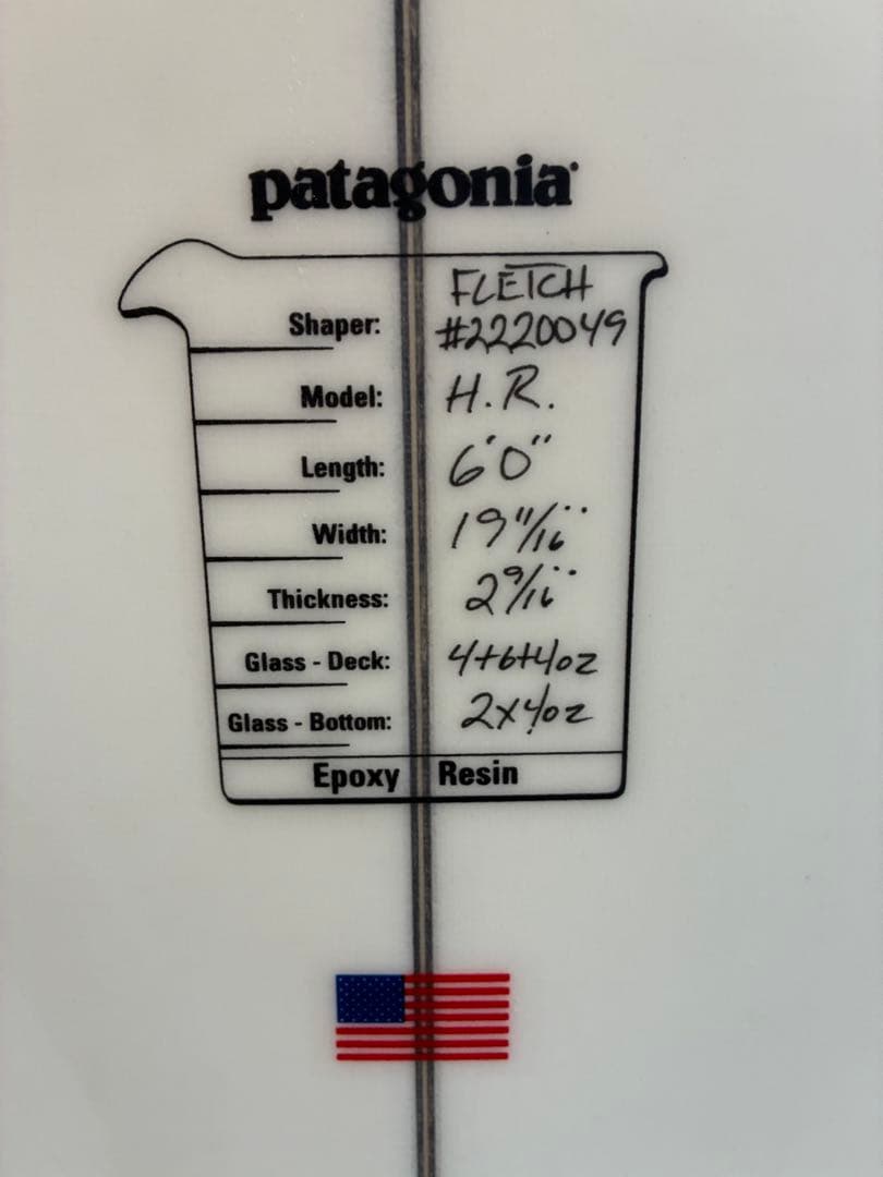 Patagonia FCD シングルフィンショートボード 6'0\"