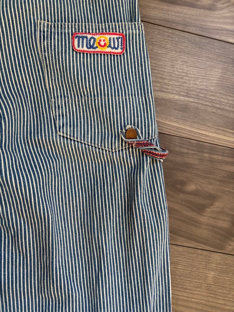 ビンテージヒステリックグラマーヒッコリーオーバーオール刺繍ワッペンストライプ