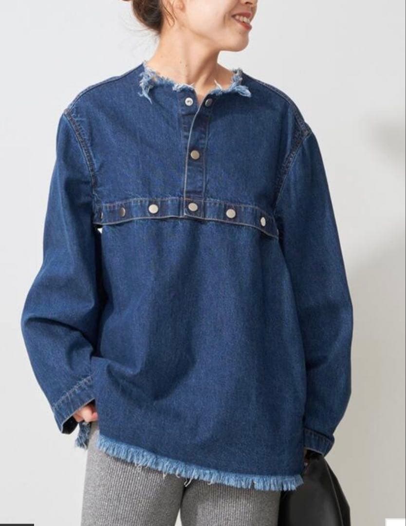 CURRENTAGE / カレンテージ ノーカラーデニムジャケット