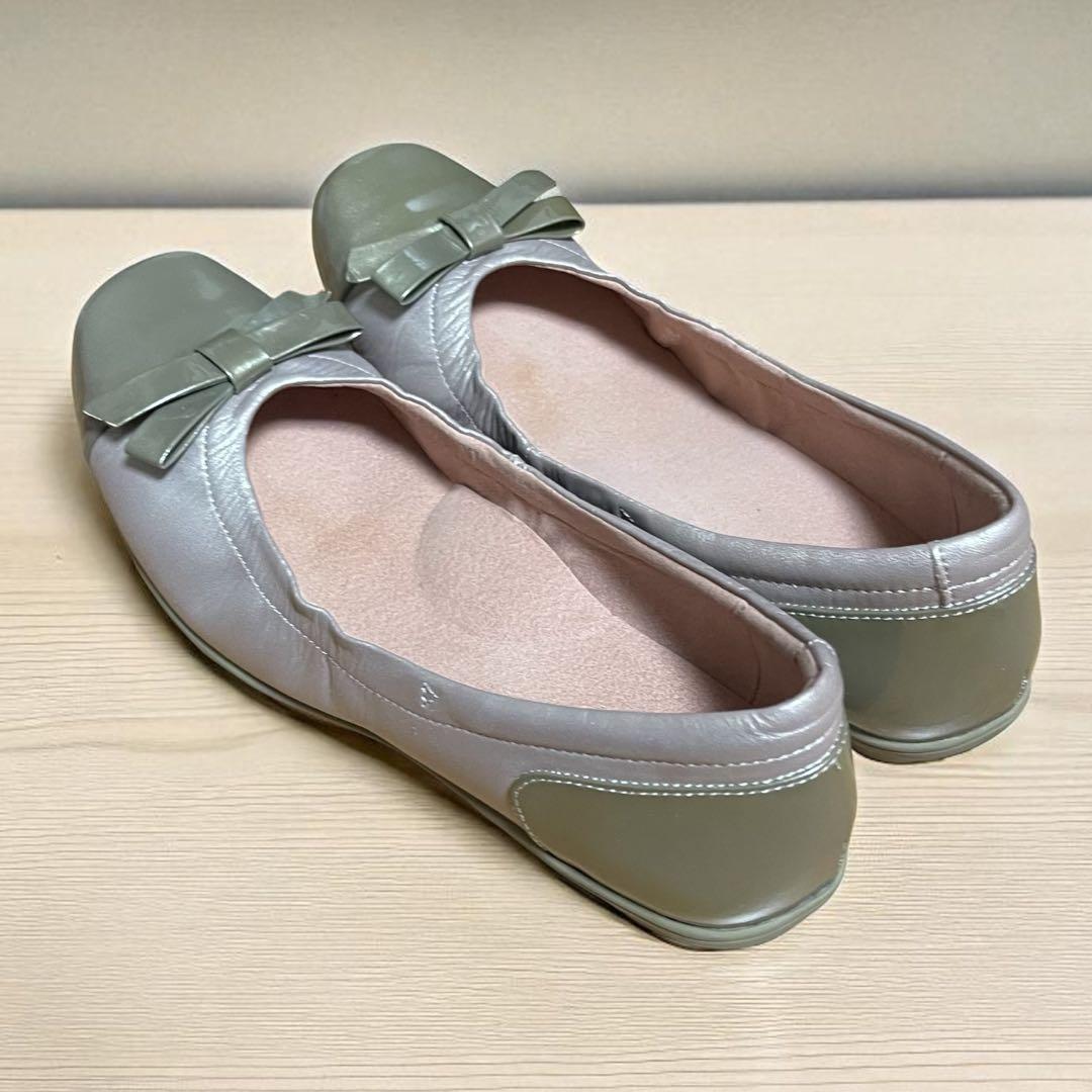 美品 pedaia アシックス エナメル レザー バレエシューズ 23.5