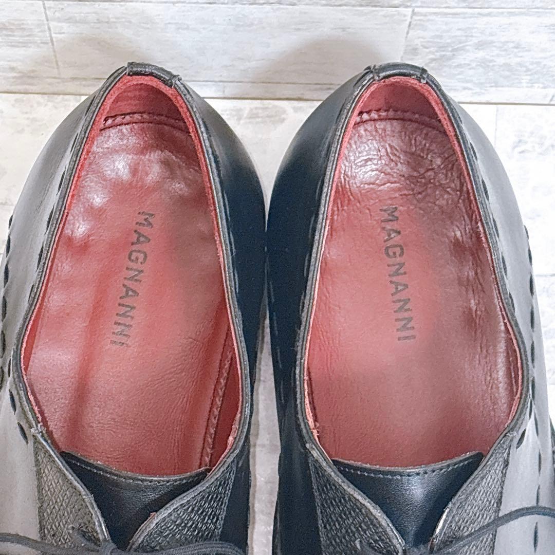 極美品✨マグナーニ 25470 外羽根 オパンケ 黒 保存袋付 43 27cm