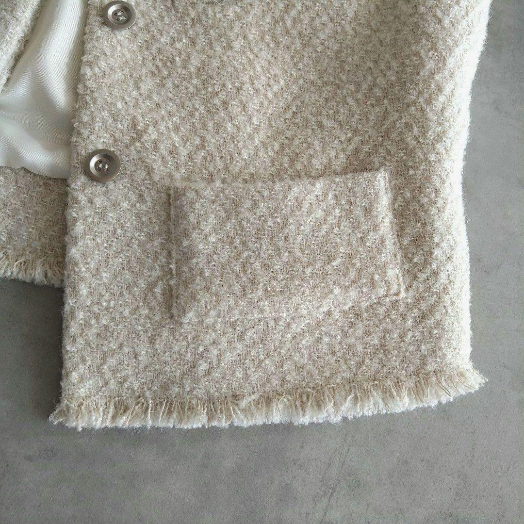 【25AW】パシオーネ カフネ ツイードベスト フリンジ アイボリー