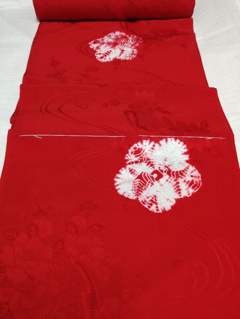 振り袖用赤絞り入り 長襦袢