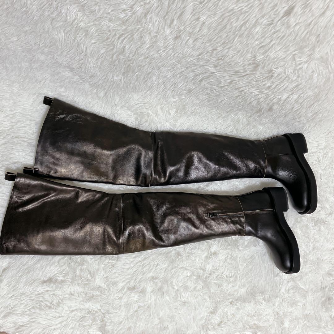 【定価18万】希少 美品 マルジェラ MM6 サイハイ ロングブーツ レザー 黒