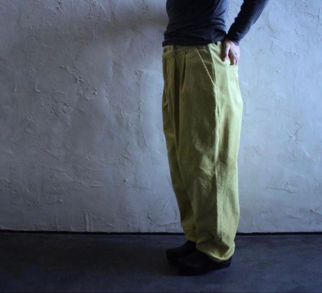【R】homspun イエローのコーデュロイパンツ