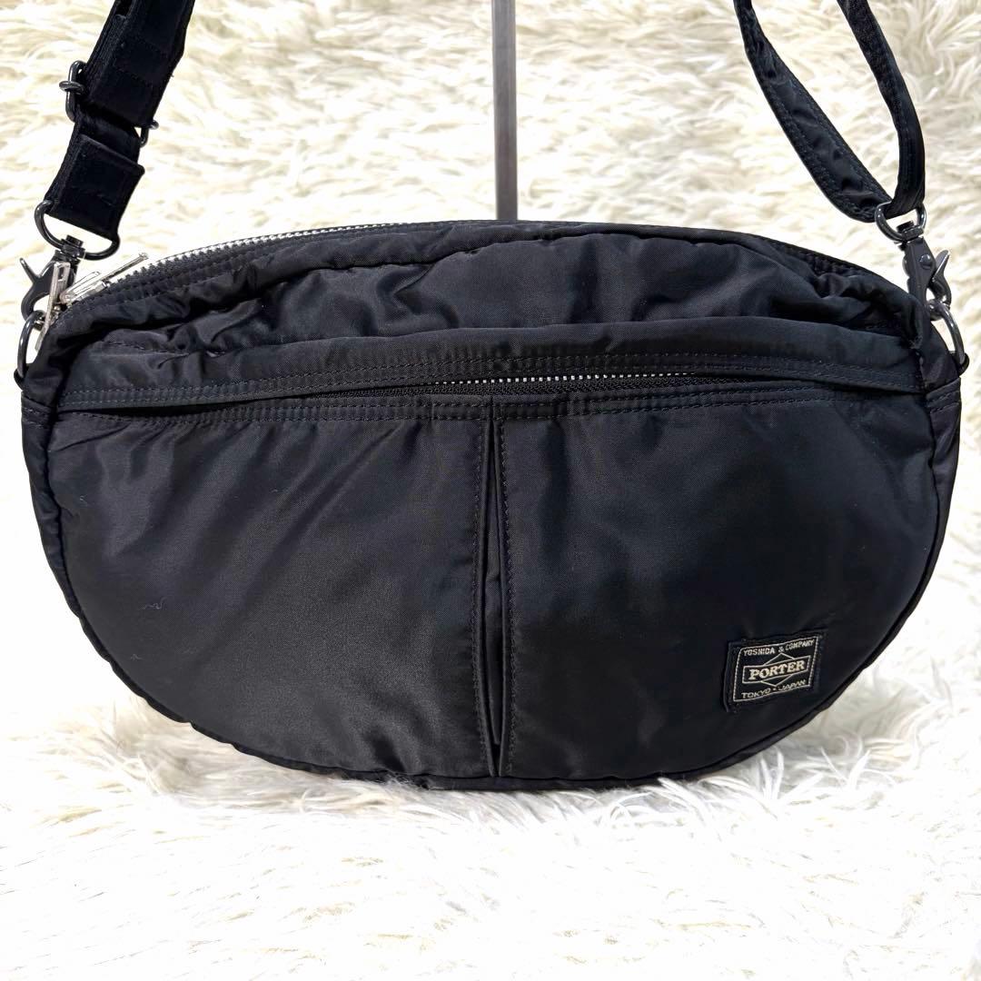 【美品】PORTER タンカー ハーフムーン 三日月 ショルダーバッグ ブラック