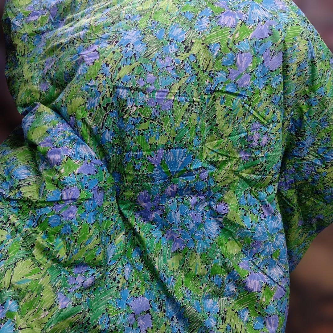 こたつ羽毛掛け布団 花柄 青緑　 200cm×200cm