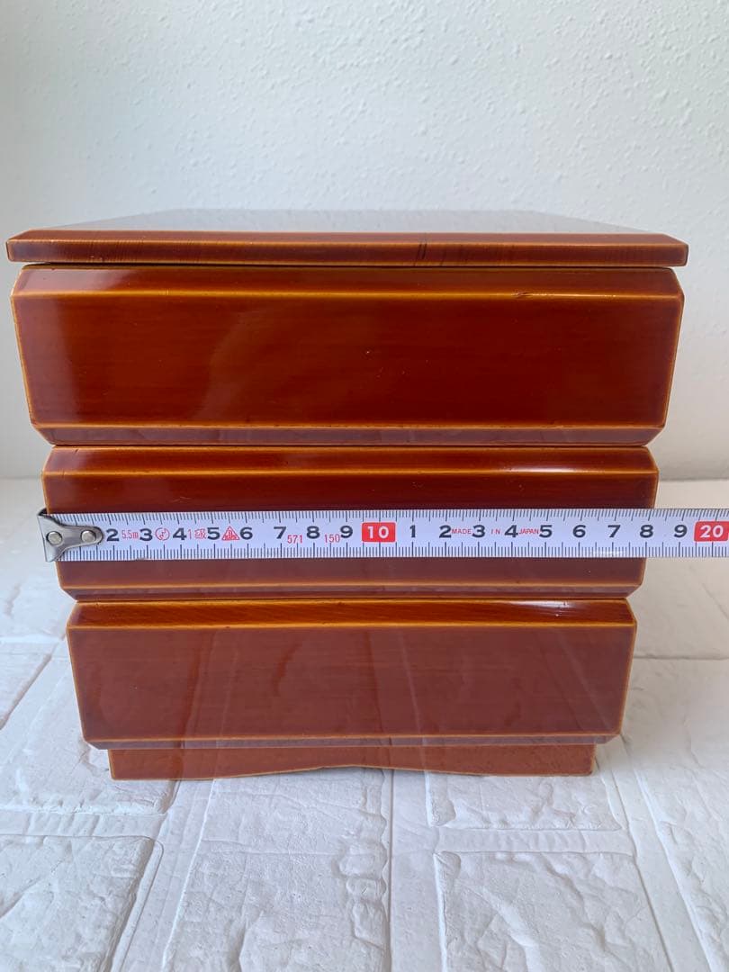 飛騨春慶　茶色 漆器 3段重箱 松澤漆器店　お正月