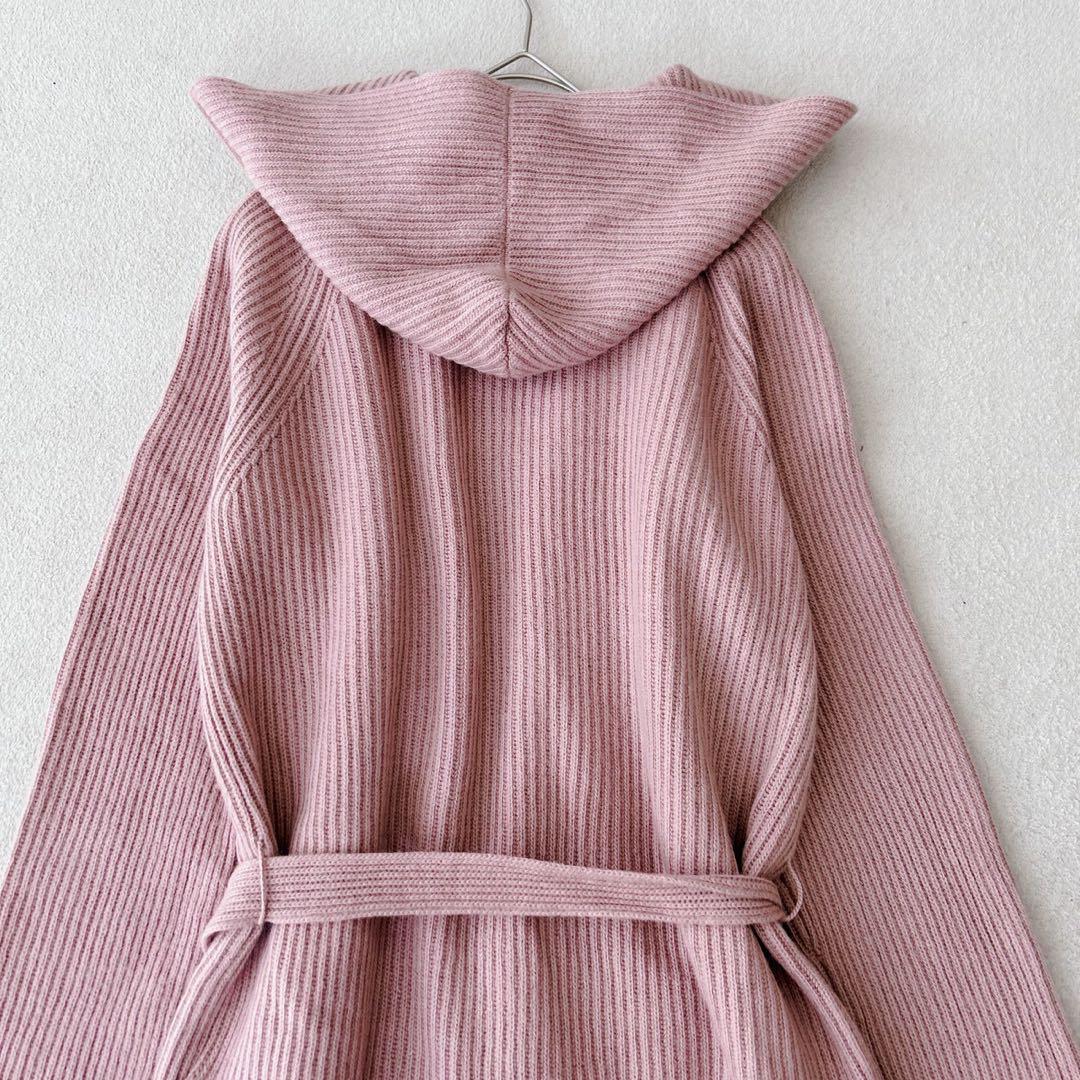 最高級✨白タグ　マックスマーラ　フーディーカーディガン　ベルト　カシミヤ　ピンク