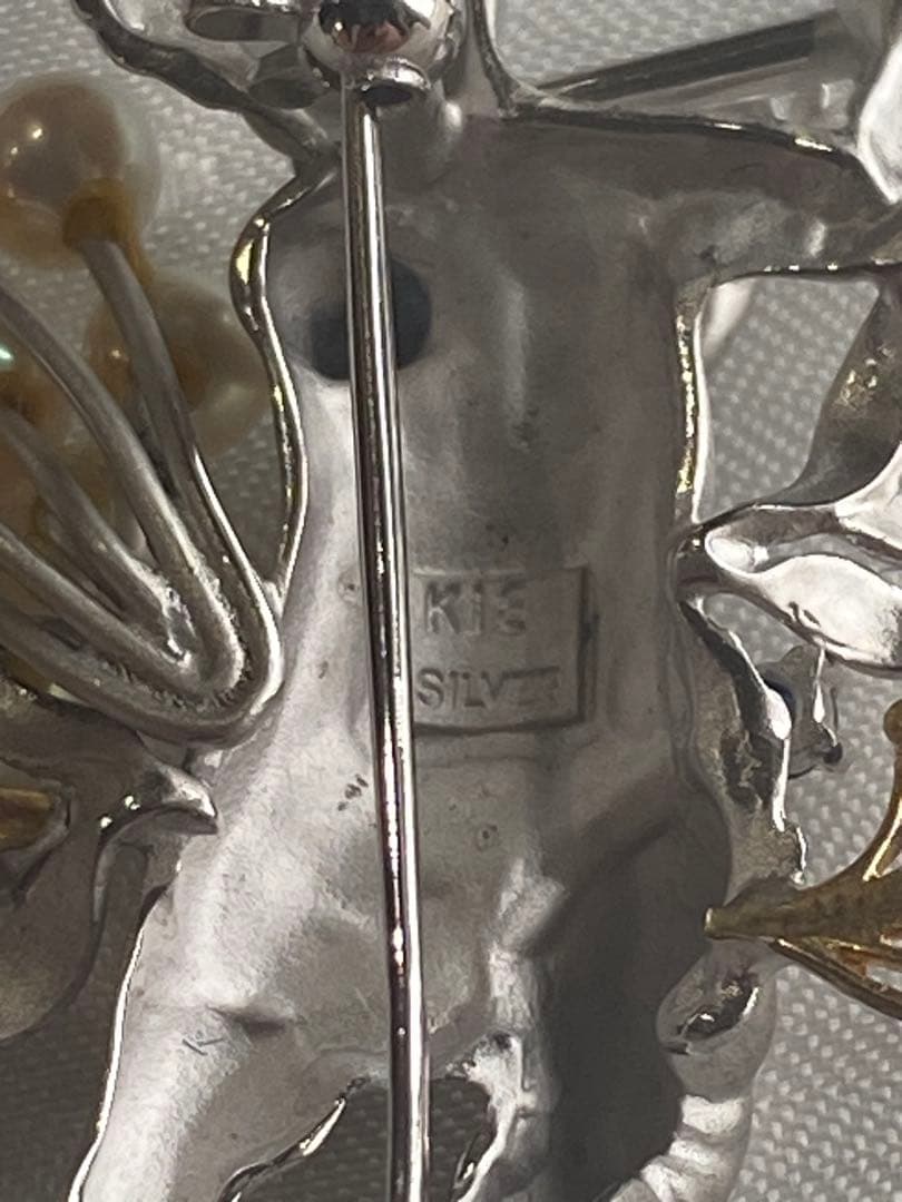 K18 シルバー 18金 コンビ アコヤパール 真珠 天使 ペンダント ブローチ