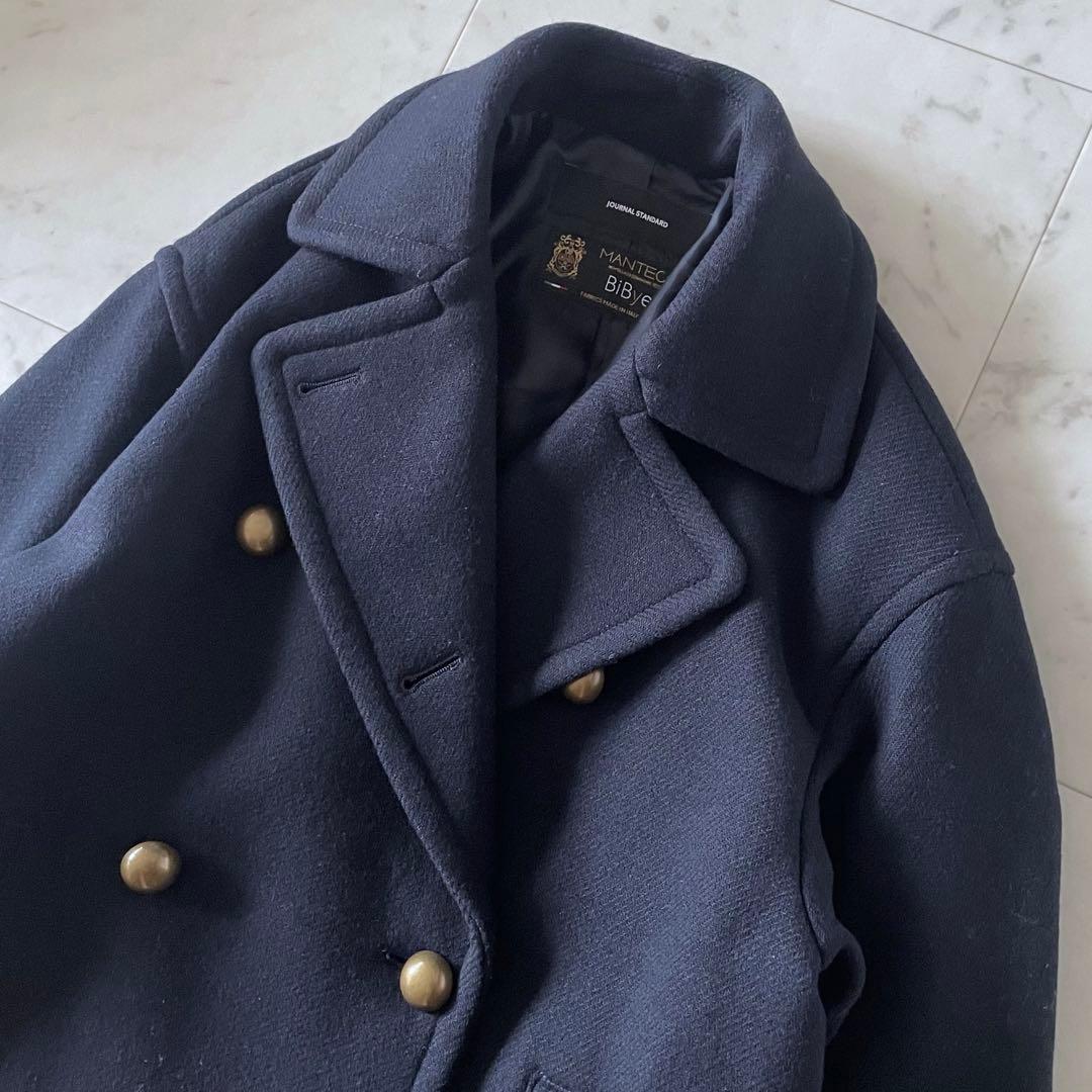 ジャーナルスタンダード MANTECOダブルクロスPコート ネイビー 金釦