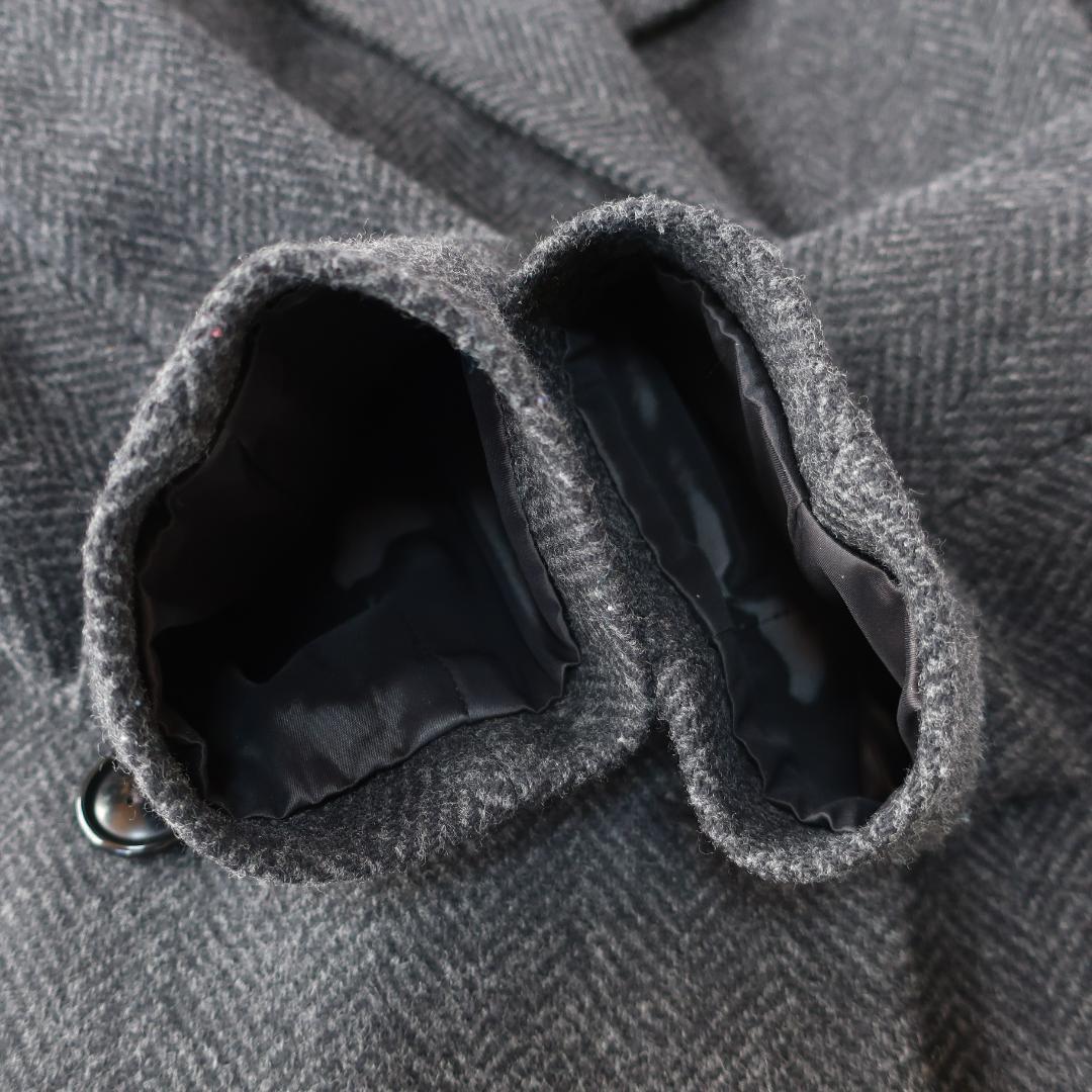 アンタイトル バルキーヘリンボン ショートピーコート ヘリンボーン柄 グレー 2