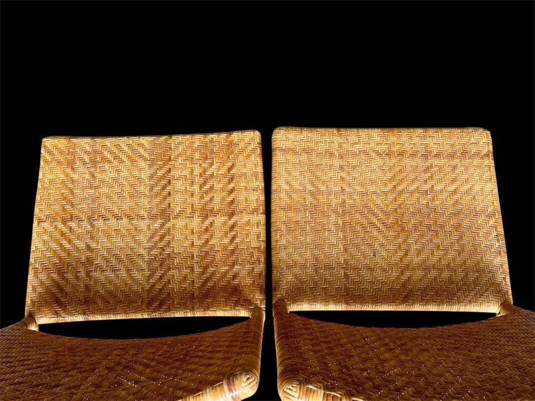 山川ラタン 天然籐編み 座椅子 2点セット ナチュラル 皇室御用達 傷防止カバー