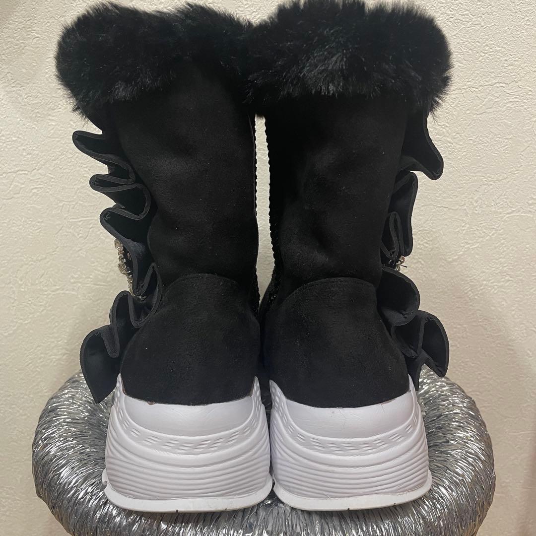 &LOVE 厚底 ビジュー もこもこ スニーカーブーツ　ゴージャス　L