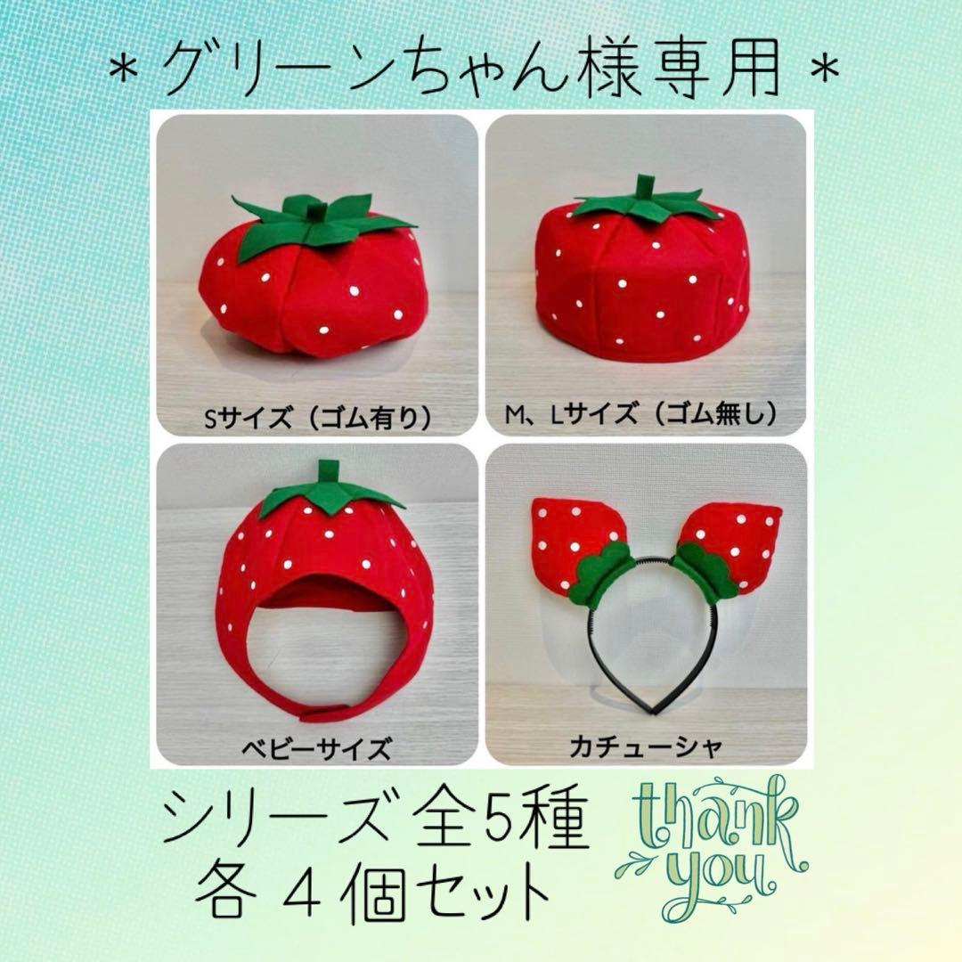 ＊グリーンちゃん＊いちご帽子 全５種 各４点 計20個セット