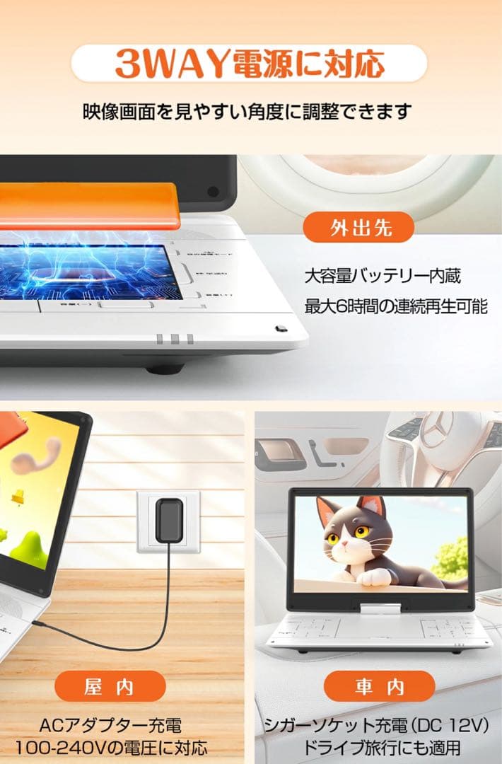 新品✨ポータブル DVDプレーヤー 15.6インチ リージョンフリー 薄型 軽量