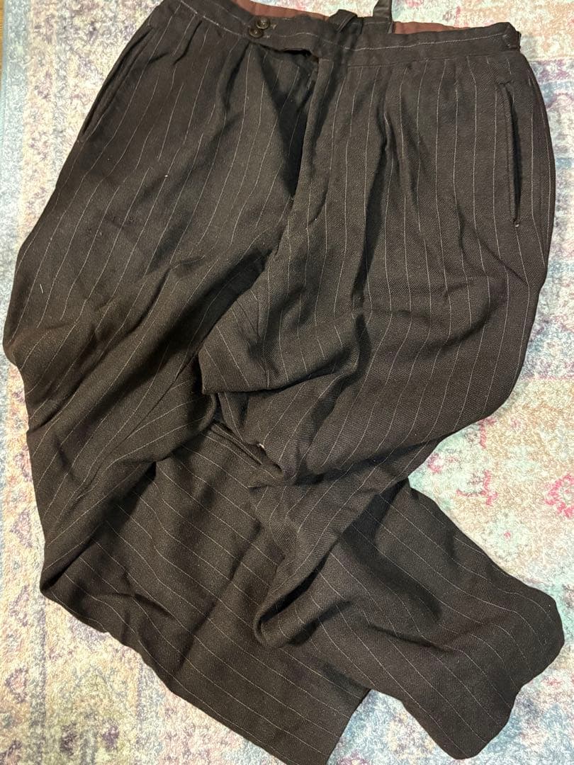 パンツ 1950s French Striped Brown Wool Trousers