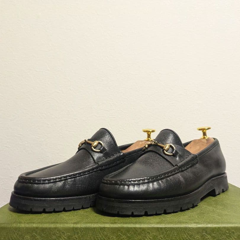 グラP様GUCCI　ヴィンテージ　ホースビットローファー　ラグソール　黒　35C