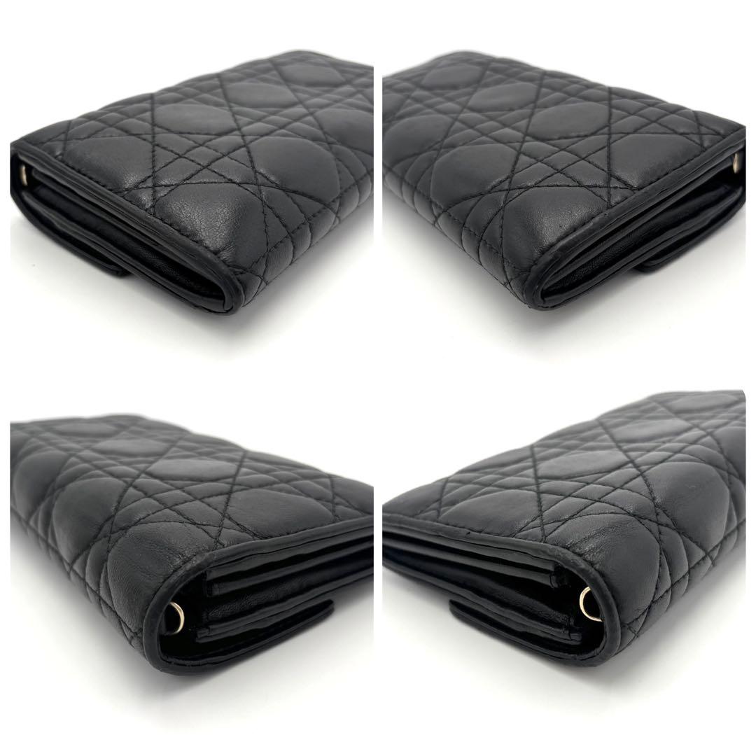 美品✨ディオール カナージュ チェーンウォレット レザー ブラック