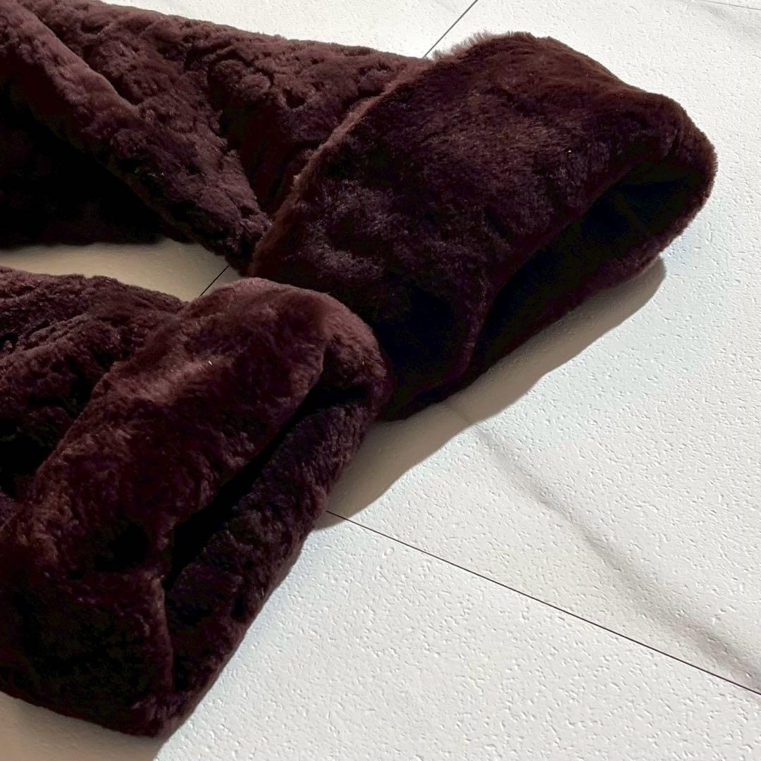 【希少】サガミンク ロイヤル ショートコート 裏地ペイズリー パープル系 F