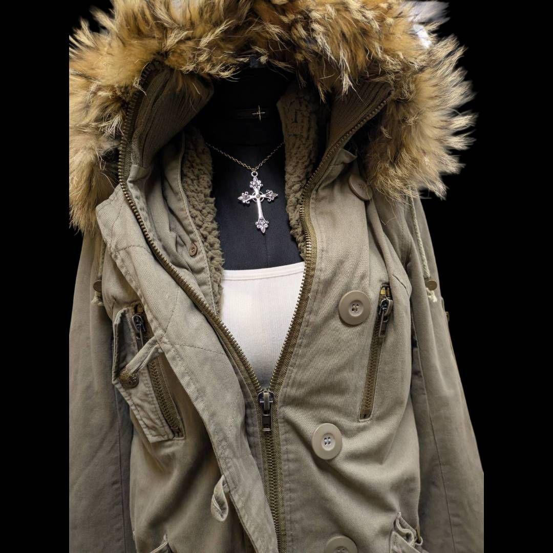 平成ギャル y2k グランジ　ファー付き　モッズコート　ダークコア　ギミック