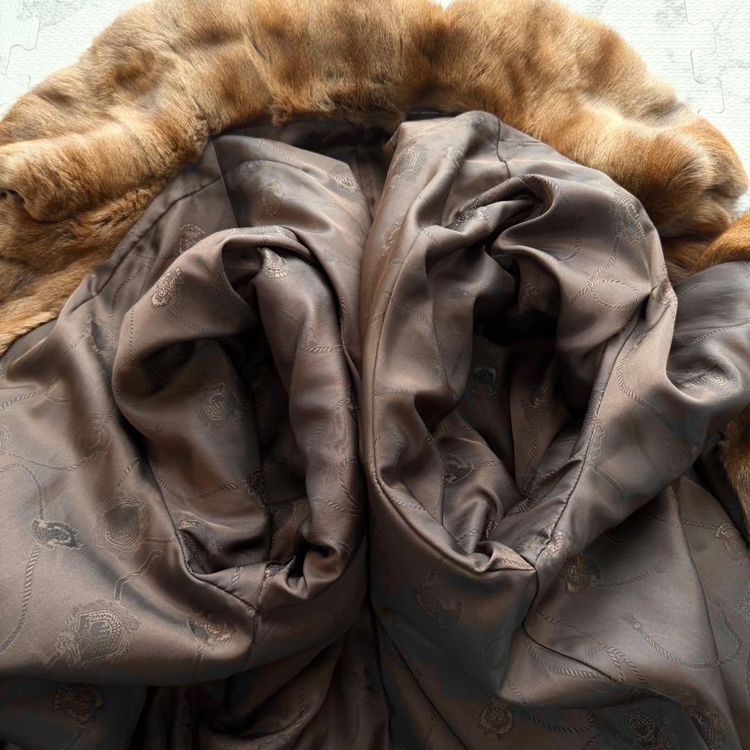 総丈112cm✨ロリス リアルファー 本毛皮 ロングコート ブラウン系 ふわふわ