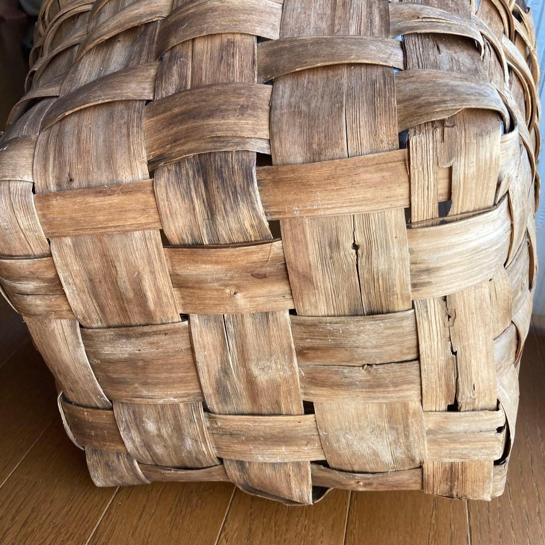 フランスアンティーク栗の皮バスケット 大きめかご