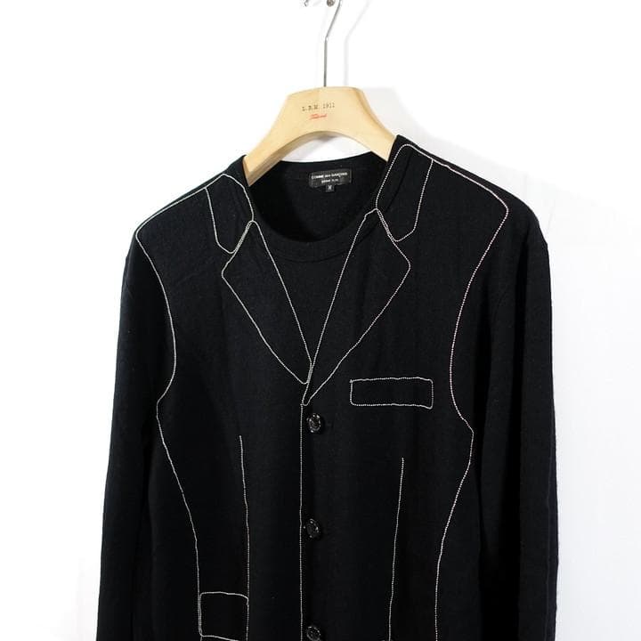 ★良品★コムデギャルソンオムプリュス　ビーズ　ジレ柄ニット