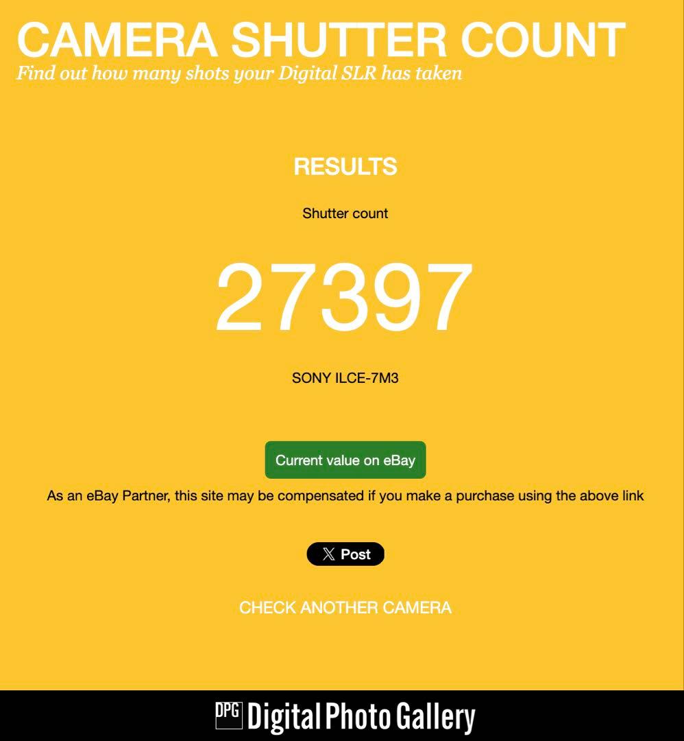 SONY α7III（ILCE-7M3) ボディ シャッター回数27,397回