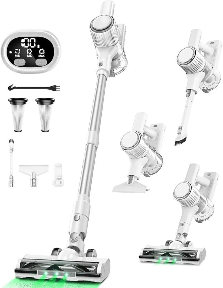 掃除機 コードレス46000pa強力吸引& LED液晶ディスプレイ& 軽量