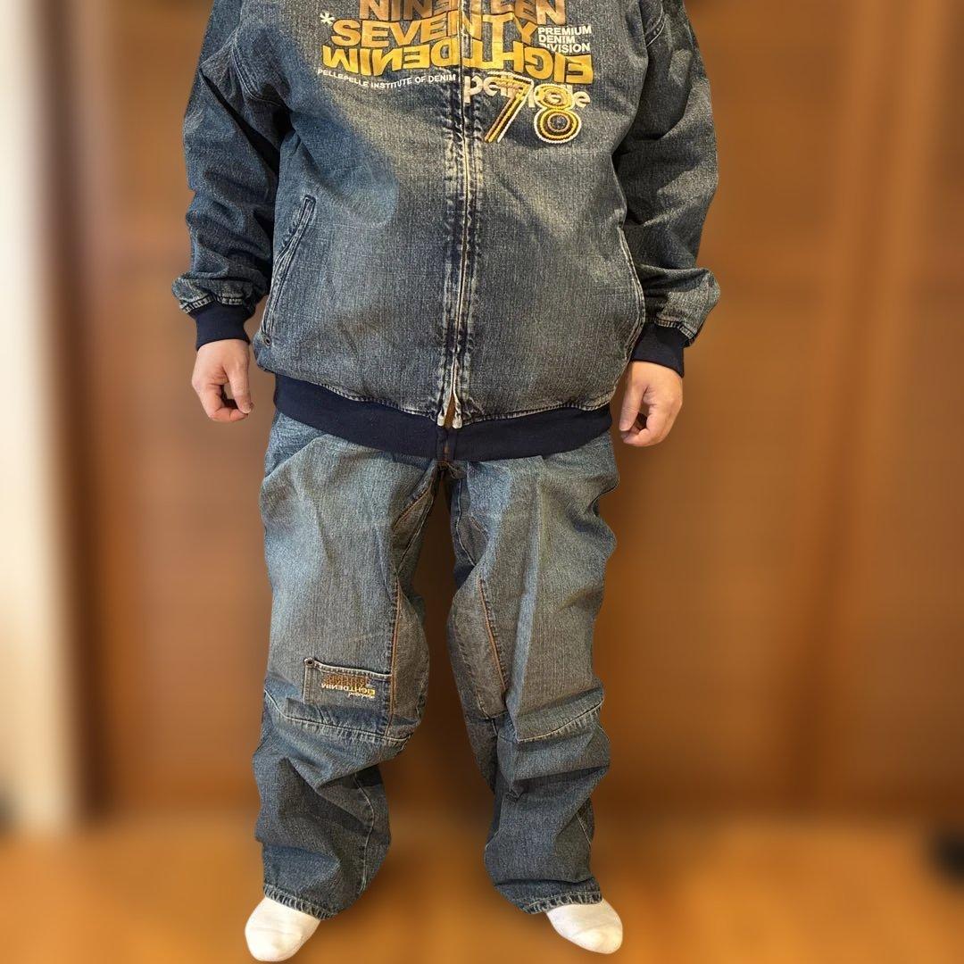 pellepelle デニムセットアップ XL W34 希少当時モノ