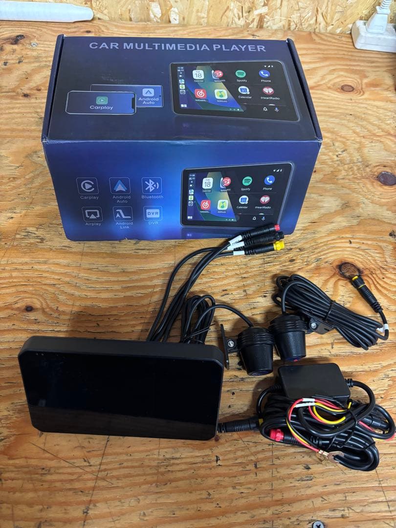 5.5インチ　CarPlay対応ディスプレイオーディオ　前後ドラレコ　バイク用