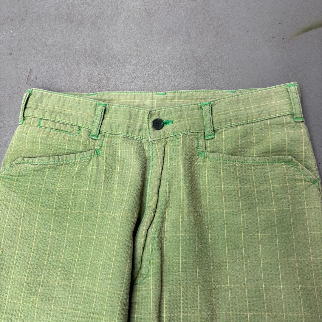 90s Nigel cabourn シアサッカー　フェード　コットンパンツ　ロゴ