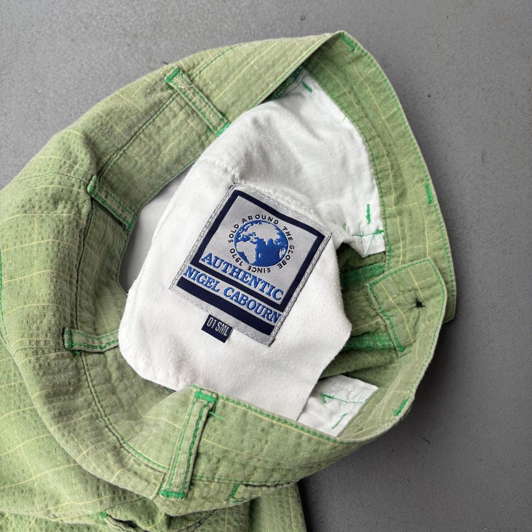 90s Nigel cabourn シアサッカー　フェード　コットンパンツ　ロゴ