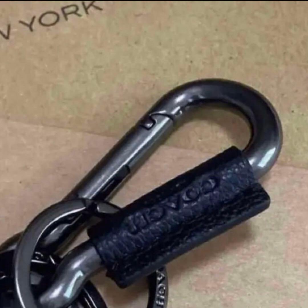 紙袋＆箱付 コーチ　カラビナ　キーリング　キーホルダー　ブラック