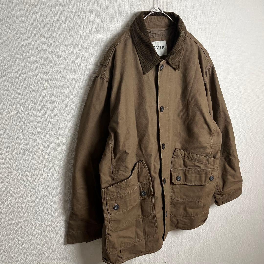 593 ORVISコーデュロイ襟・キルト裏地・多層ポケット・ハンドウォーマー・L