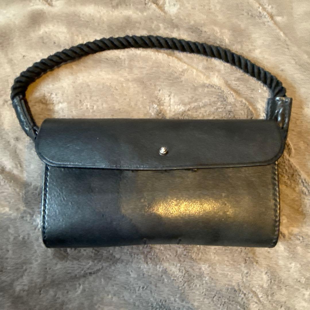 ポータークラシック　レザーセーラーロープポーチ　ブラック