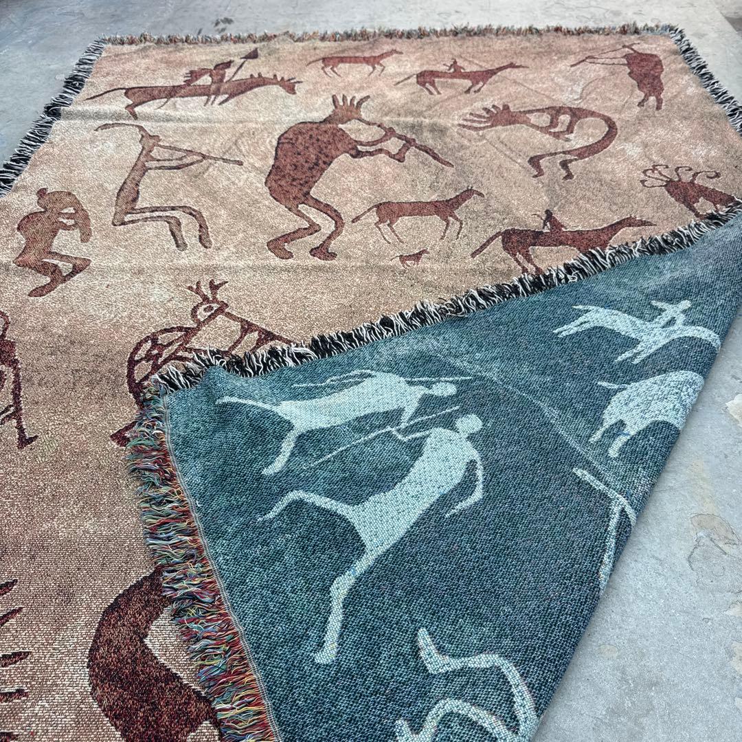 壁画風　マルチカバー　ソファーカバー　ヴィンテージラグ　177x133