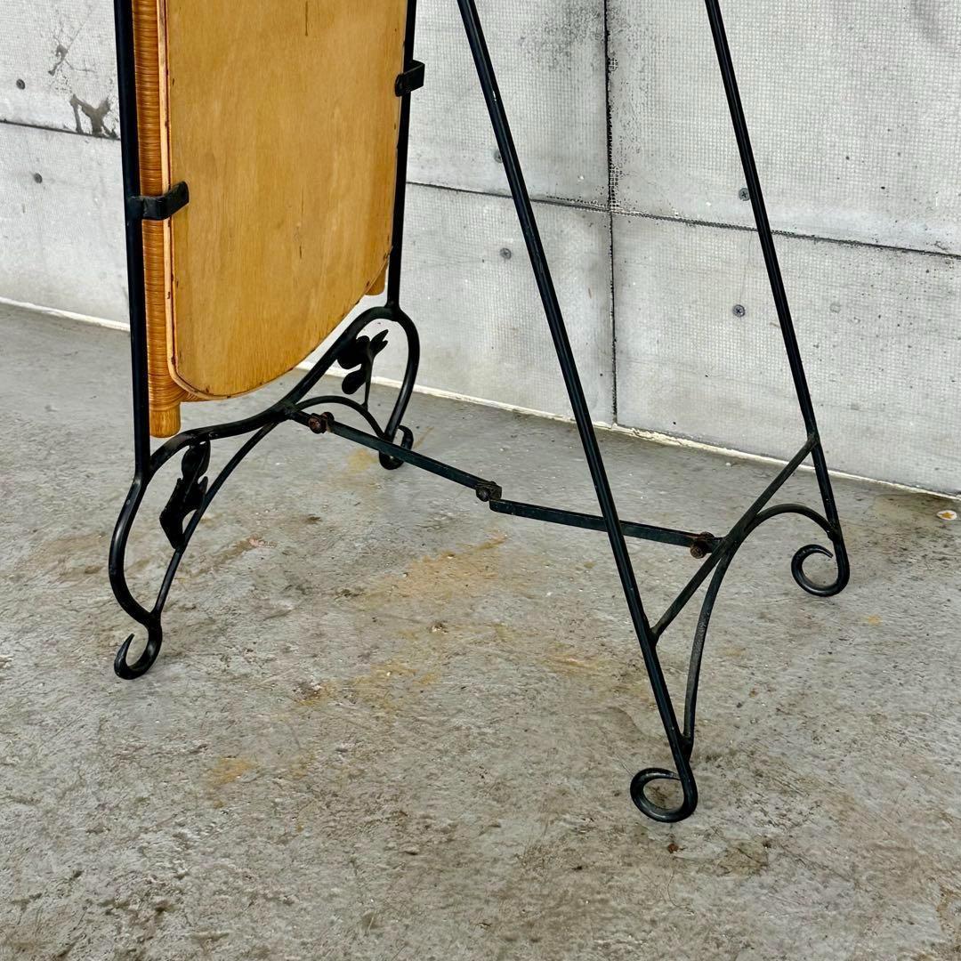 ✿レトロ✿可愛いアイアン装飾 ラタンフレーム 全身鏡 姿見 アンティーク調