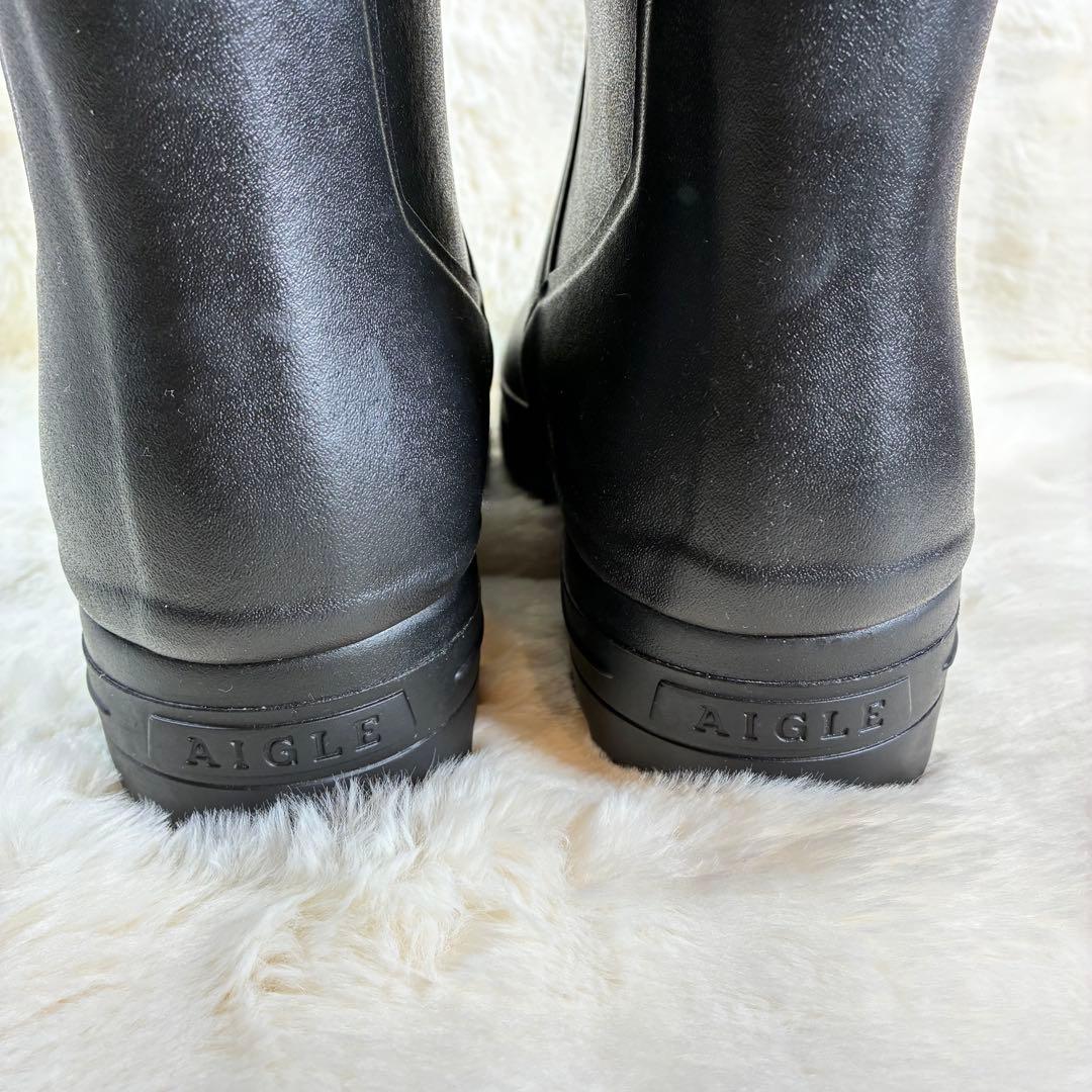 【AIGLE】 美品　レインブーツ42 エーグルラバーブーツ 黒　長靴　綺麗