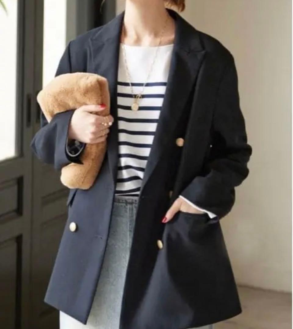 【極美品】スローブイエナ 金ボタン ダブルブレスト ジャケット 紺 テーラード