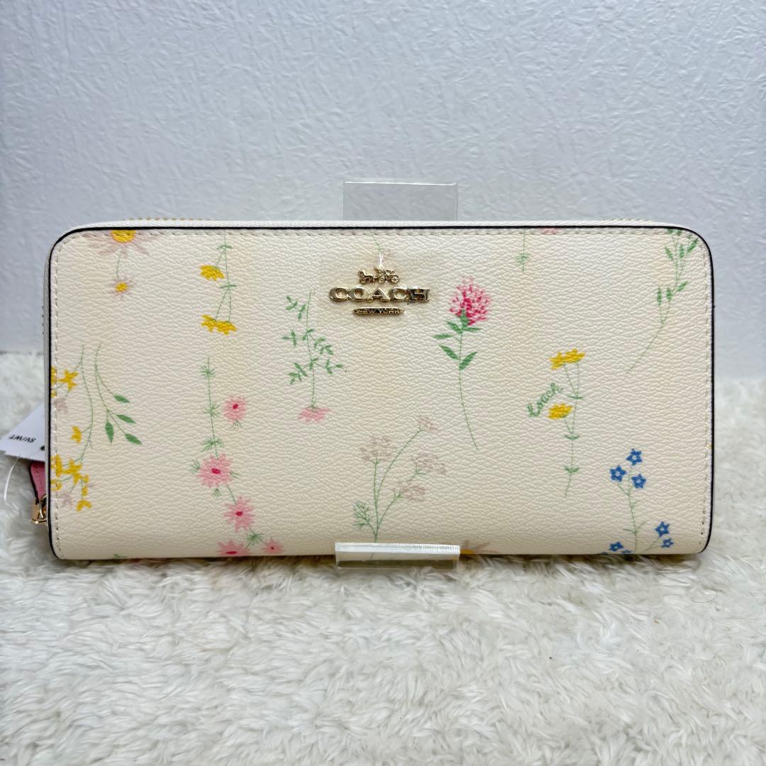 COACH 花柄 長財布 アウトレット品 ホワイト