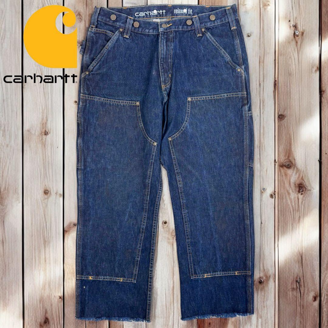 08M156◯ Carhartt 濃紺 デニム Wニー ペインターパンツ W34