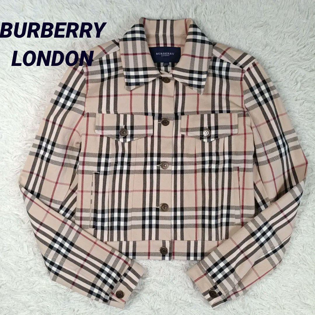 美品✨バーバリーロンドン　クロップドチェックデニムジャケット　UK8　レディース