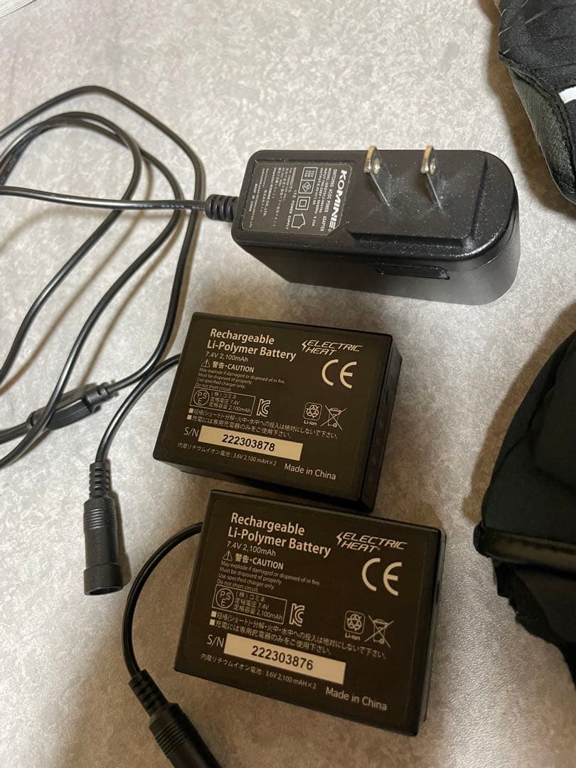 コミネ　電熱グローブ XLサイズ バッテリー2個　充電器付き