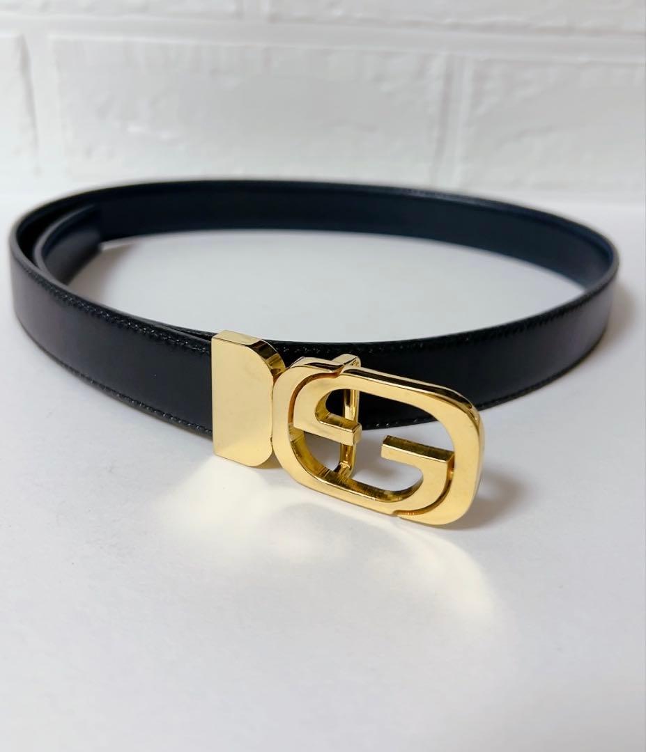グッチ　GUCCI ベルト　ブラック　GGロゴ　バックル