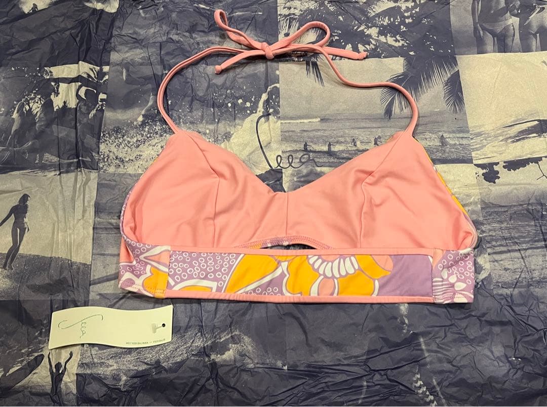 seea ピンク花柄ビキニトップ　Mサイズ