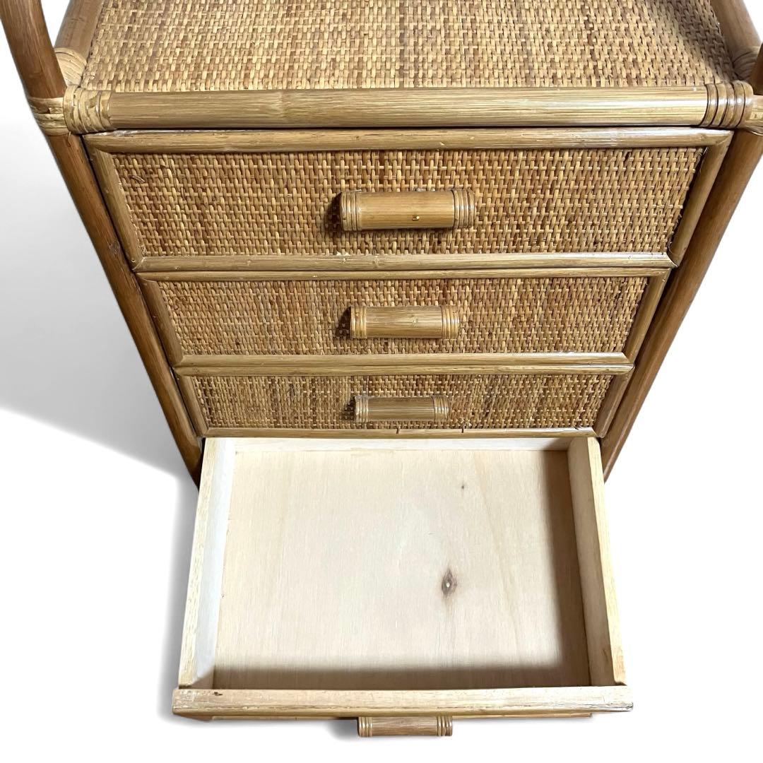 【美品】ラタン製　5段チェスト　籐家具　昭和レトロ　収納家具