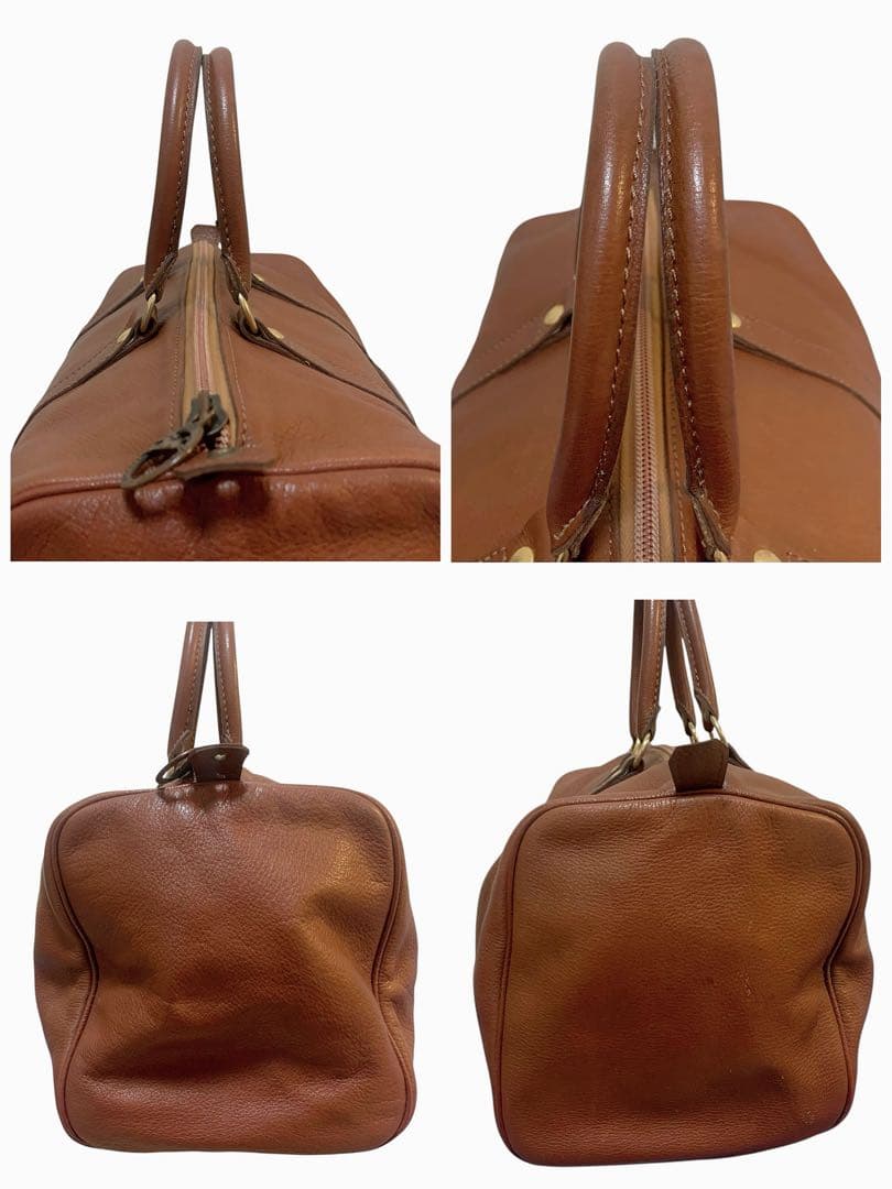 希少 良品 ロンシャン ボストンバッグ オールレザー 大容量 旅行 ゴールド